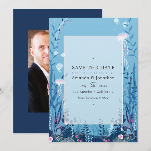 Sous l'eau Photo de mariage nautique Save The Date (Devant / Derrière)