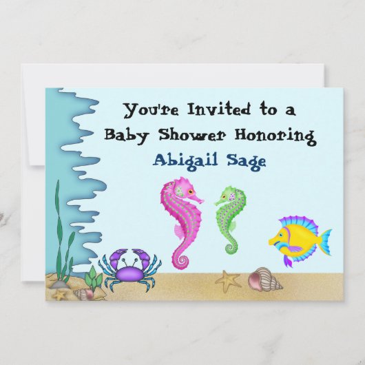 Sous les Baby showers marins Invitations neutres (Devant)