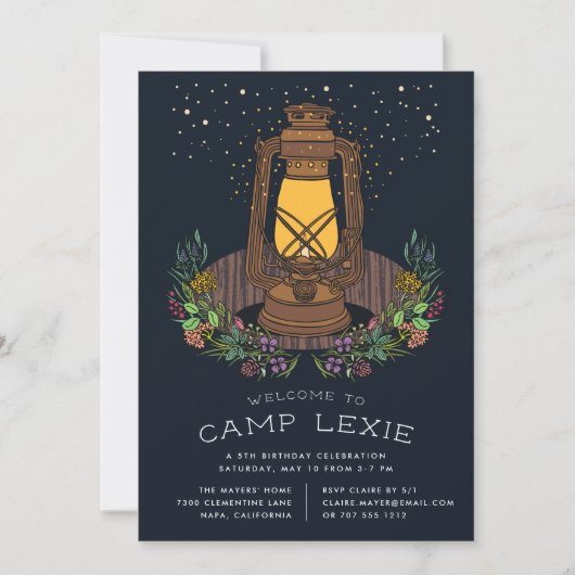 Sous les étoiles | Camping Invitation de fête d'an (Devant)