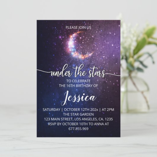 Sous Les Étoiles Invitation Anniversaire (Debout devant)