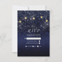 Sous les étoiles Starry Night Gold Blue Party RSVP