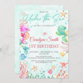 Sous Les Invitations D'Anniversaire De La Mer (Devant / Derrière)