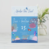 Sous l'hippocampe de mer Invitation fête d'anniver (Debout devant)