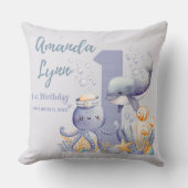 Sous l'Océan Bébé Fille Coussin de Fête du 1er Ann (Recto)