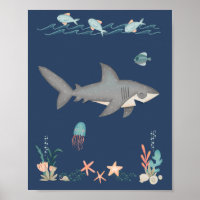 Sous l'océan Mer Animaux Requin Nourriture Poster