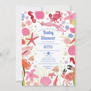Sous l'Océan Mer Thématique Baby Shower Invitation