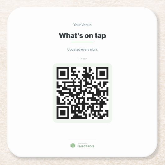 Sous-verre à code QR pour restaurants et cafés (Devant)