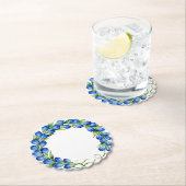 Sous-verre Couronne Fleurie Bleue (En situation)
