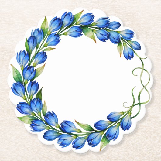 Sous-verre Couronne Fleurie Bleue (Devant)