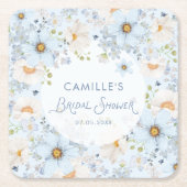 Sous-verre de boisson de douche de mariage floral (Devant)