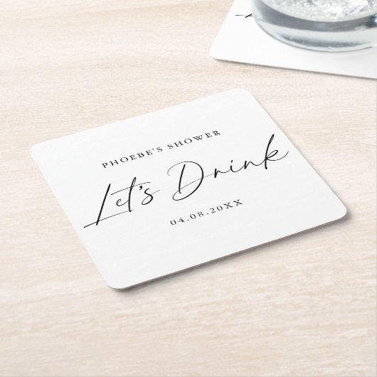 Sous-verre de douche de mariée à l'écriture manusc (Incliné)