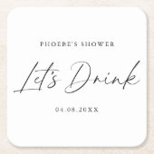 Sous-verre de douche de mariée à l'écriture manusc (Devant)