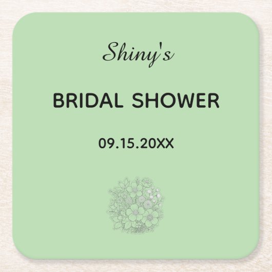 Sous-verre de douche de mariée vert (Devant)