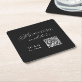 Sous-verre de mariage code QR Cocktail Black Signa (Incliné)