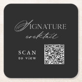 Sous-verre de mariage code QR Cocktail Black Signa (Devant)