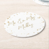 Sous-verre de mariage Cœur Doré (Incliné)
