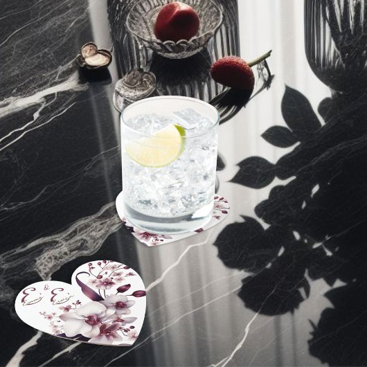 Sous-verre de mariage floral personnalisé élégant