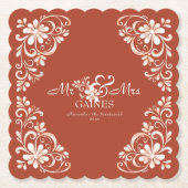 Sous-verre de mariage Sunset Rust Shabby Chic Mr & (Devant)