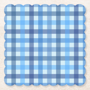 Sous-verre en papier à motif gingham six couleurs