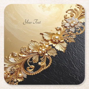 Sous-verre en papier avec embellissements floraux