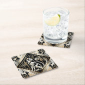 Sous-verre en papier chat noir abstrait décoratif (En situation)