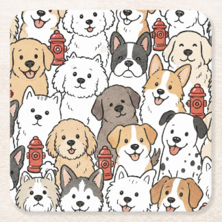 Sous-verre en papier Chien toutou mignon et borne