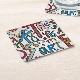 Sous-verre en papier d'alphabets colorés