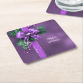 Sous-verre en papier de fête à ruban violet (Incliné)