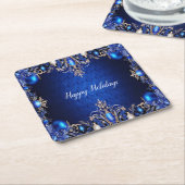 Sous-verre en papier de fête décoratif bleu (Incliné)