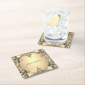 Sous-verre en papier de fête décoratif doré (En situation)