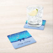 Sous-verre en papier de fête Ruban Bleu Flocons de (En situation)