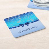 Sous-verre en papier de fête Ruban Bleu Flocons de (Incliné)