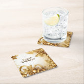 Sous-verre en papier de Noël aux feuilles dorées (En situation)