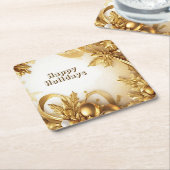 Sous-verre en papier de Noël aux feuilles dorées (Incliné)