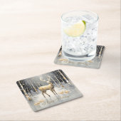 Sous-verre en papier de Noël Cerf doré (En situation)