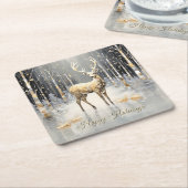 Sous-verre en papier de Noël Cerf doré (Incliné)