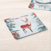 Sous-verre en papier de Noël de fête de Renne (Incliné)