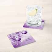 Sous-verre en papier de Noël Ornements Violets (En situation)