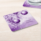 Sous-verre en papier de Noël Ornements Violets (Incliné)
