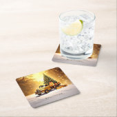 Sous-verre en papier de Noël pour camion doré (En situation)