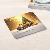 Sous-verre en papier de Noël pour camion doré (Incliné)