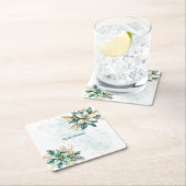 Sous-verre en papier de vacances floral sarcelle a (En situation)