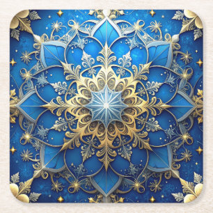 Sous-verre en papier décoratif bleu pour les fêtes