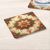 Sous-verre en papier décoratif de vacances rouge v (Incliné)