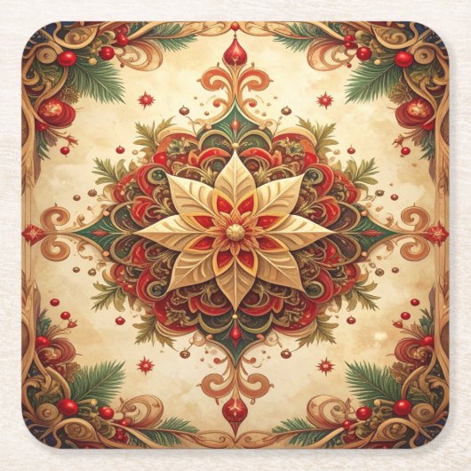 Sous-verre en papier décoratif de vacances rouge v (Devant)