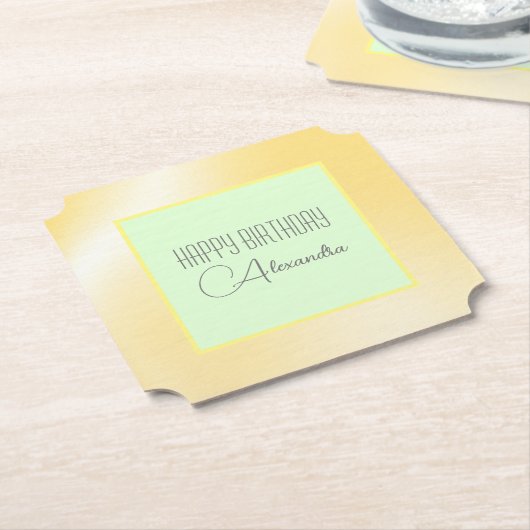 Sous-verre en papier "Joyeux Anniversaire" Citron  (Incliné)