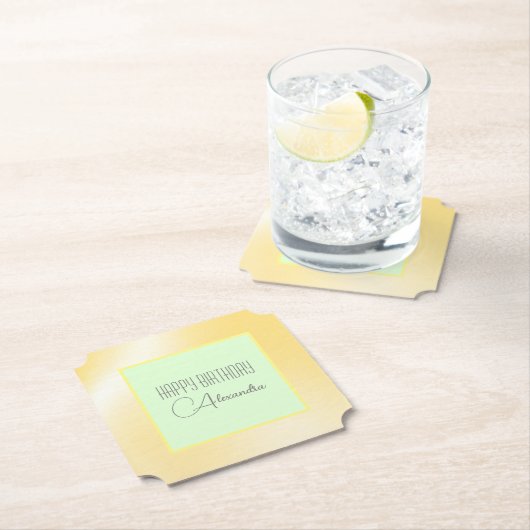 Sous-verre en papier "Joyeux Anniversaire" Citron  (En situation)