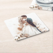 Sous-verre en papier mariage romantique (Incliné)