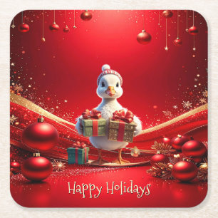 Sous-verre en papier Noël Canard Mignon Noël
