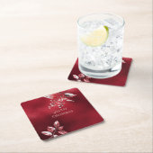 Sous-verre en papier Noël Feuilles Rouges enneigée (En situation)